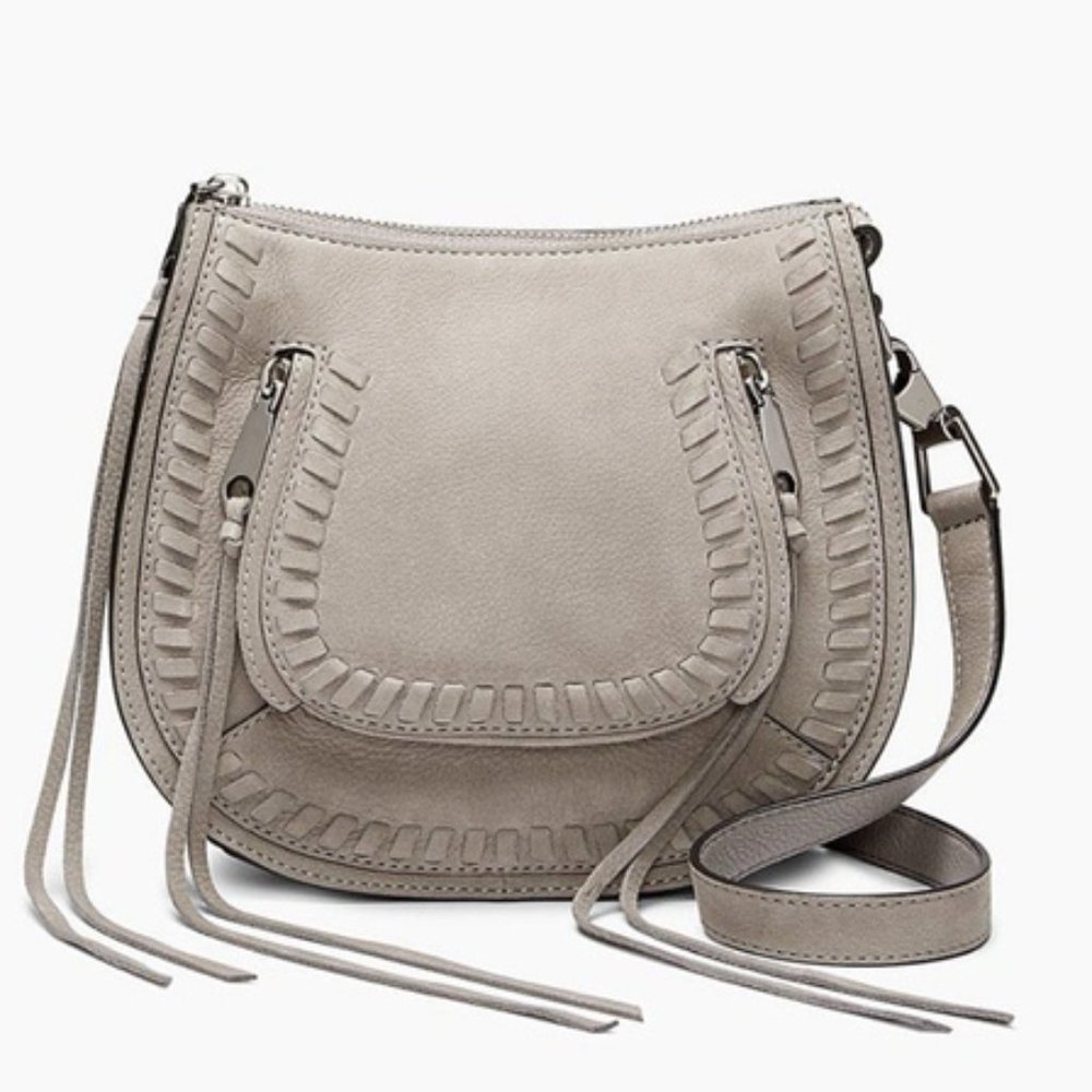 Rebecca Minkoff Vanity Saddle Bag Zipper Top Taupe